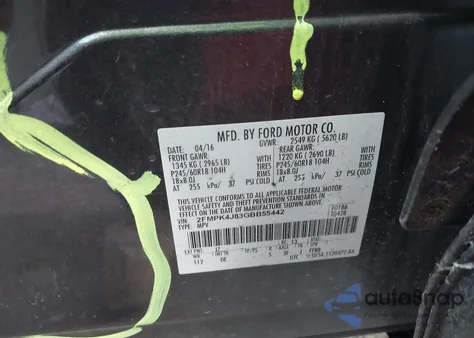 2016 Ford Edge Sel z USA, uszkodzony, nr VIN 2FMPK4J83GBB55442